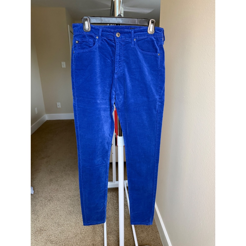 AG Farrah Skinny Pants Women 29R Blue Excellent High Rise Corduroy Jeans